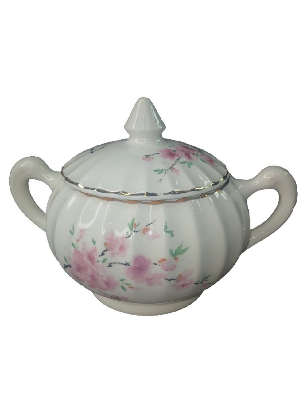 WS George Bolero Peach Blossom Pink Lidded Sugar Bowl MCM Vintage 1940s